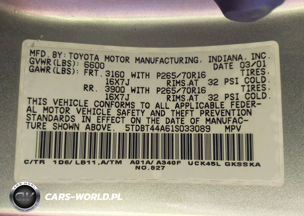 2001 Toyota Sequoia Sr5 V8 VIN:5TDBT44A61S033089 - 9
