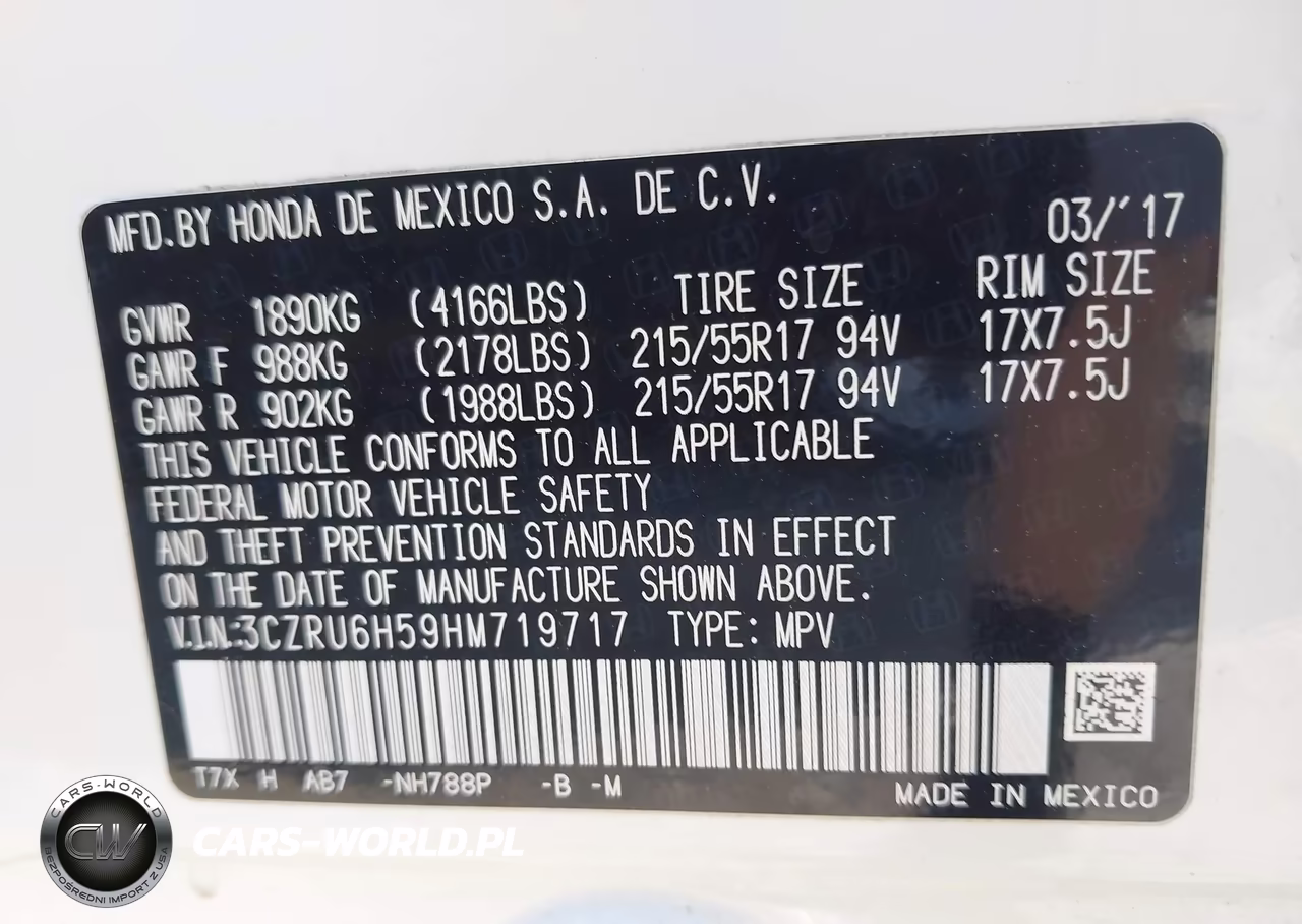 2017 Honda Hr-V Ex VIN:3CZRU6H59HM719717 - 9