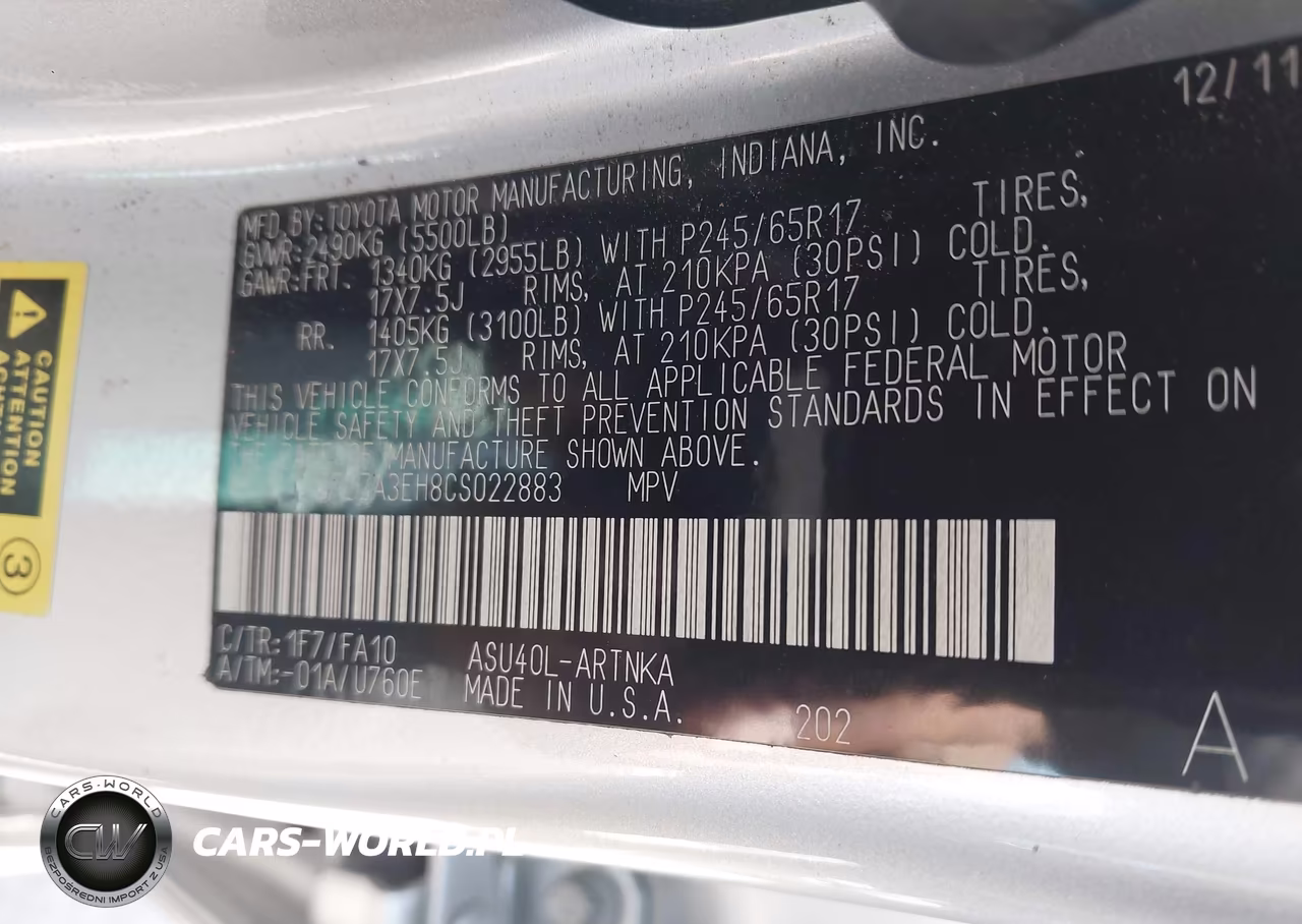2012 Toyota Highlander VIN:5TDZA3EH8CS022883 - 9