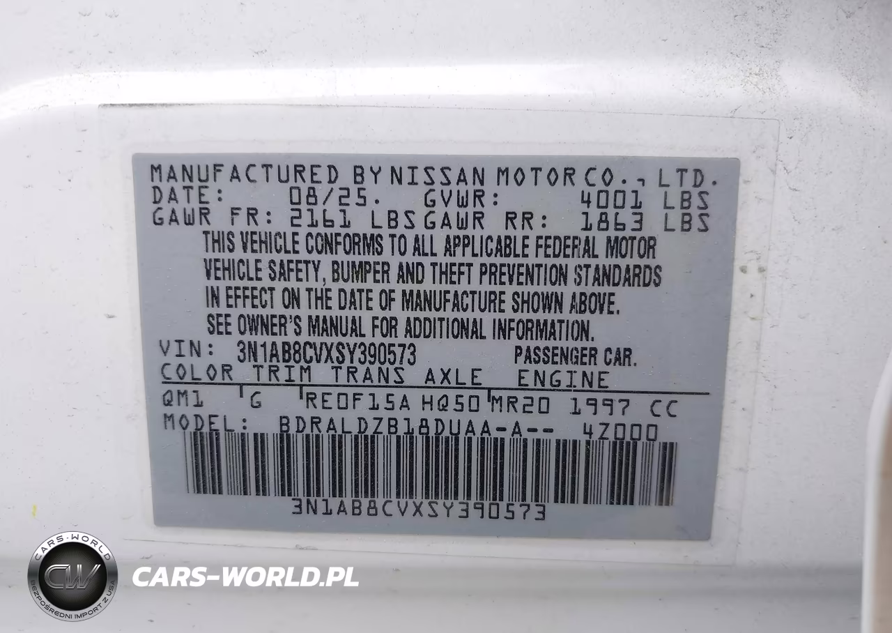 2025 Nissan Sentra Sv VIN:3N1AB8CVXSY390573 - 9