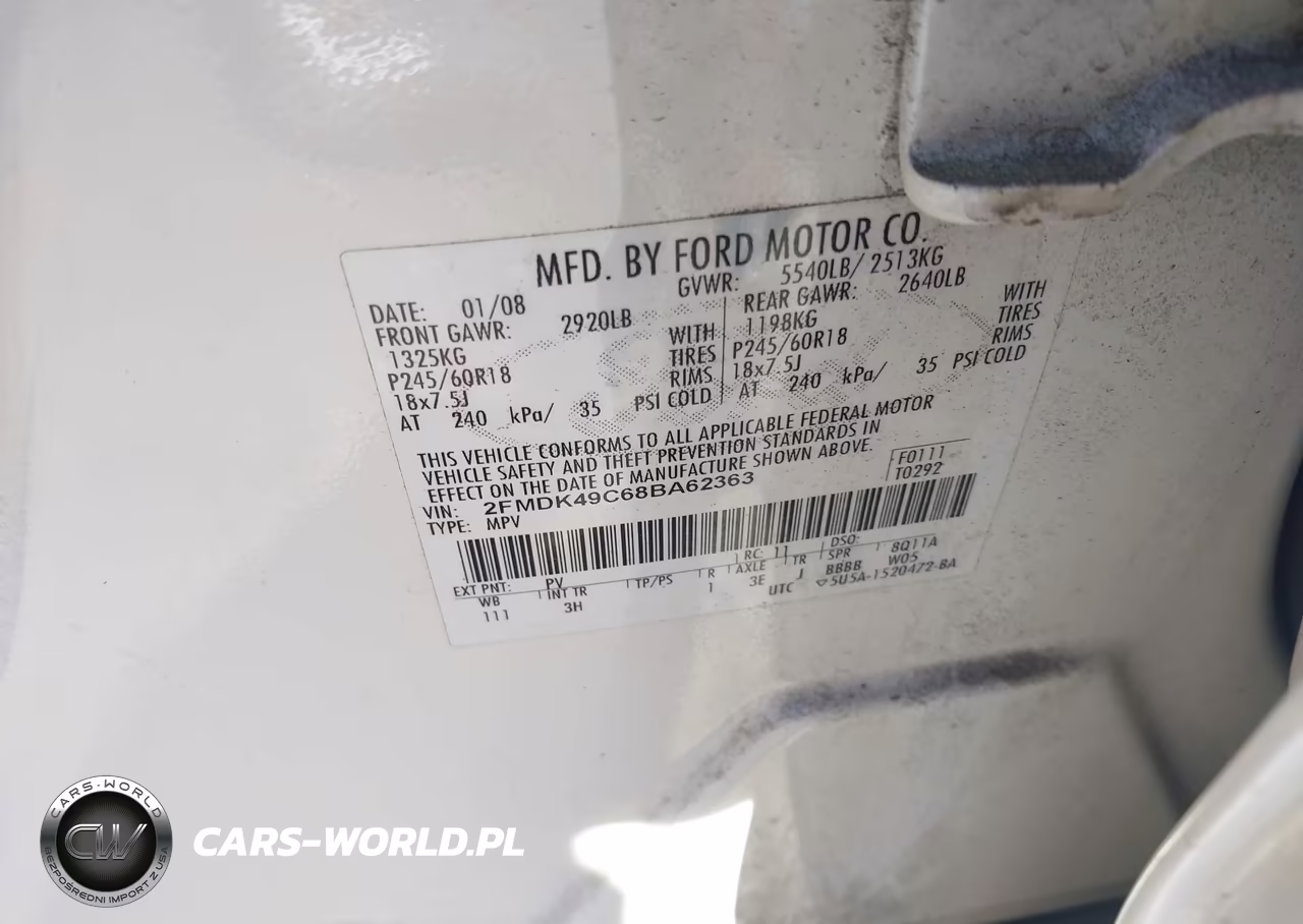 2008 Ford Edge Limited VIN:2FMDK49C68BA62363 - 9