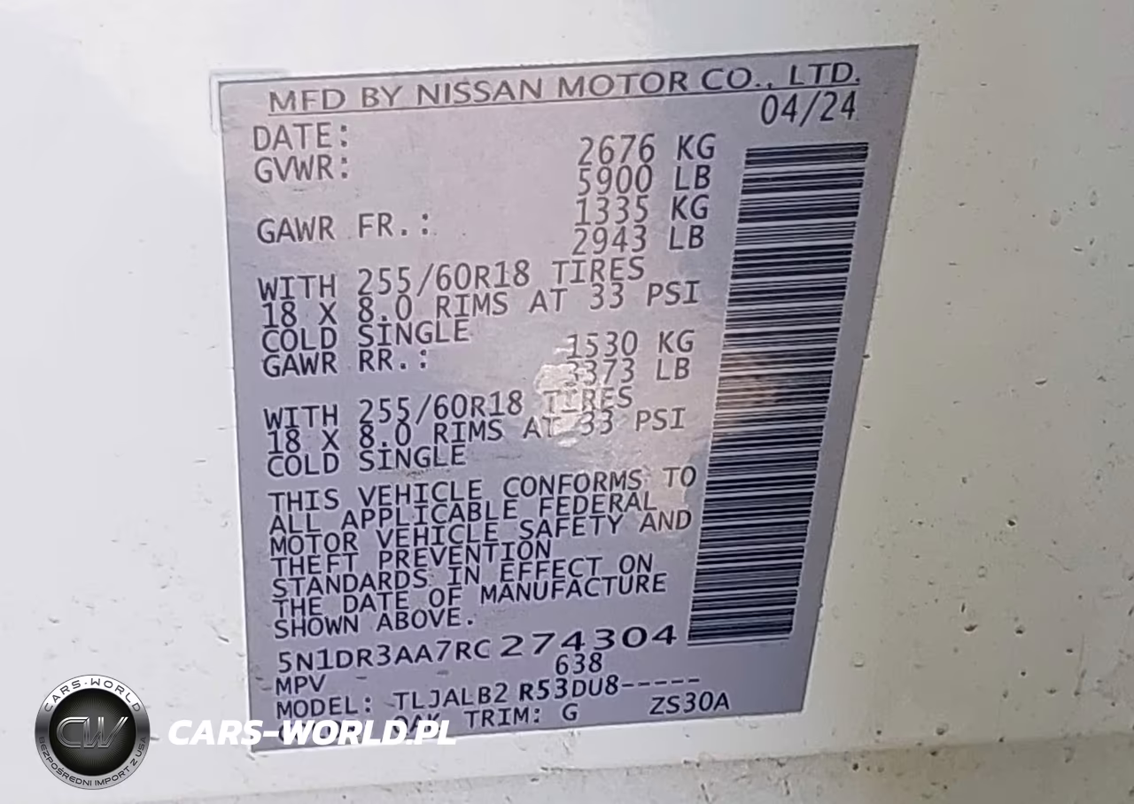 2024 Nissan Pathfinder S Fwd VIN:5N1DR3AA7RC274304 - 9