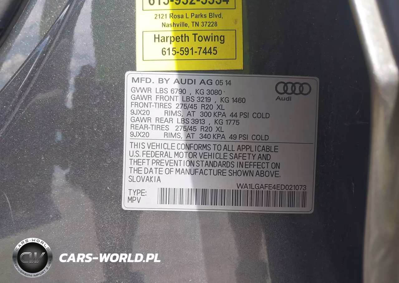 2014 Audi Q7 3.0T Premium VIN:WA1LGAFE4ED021073 - 9