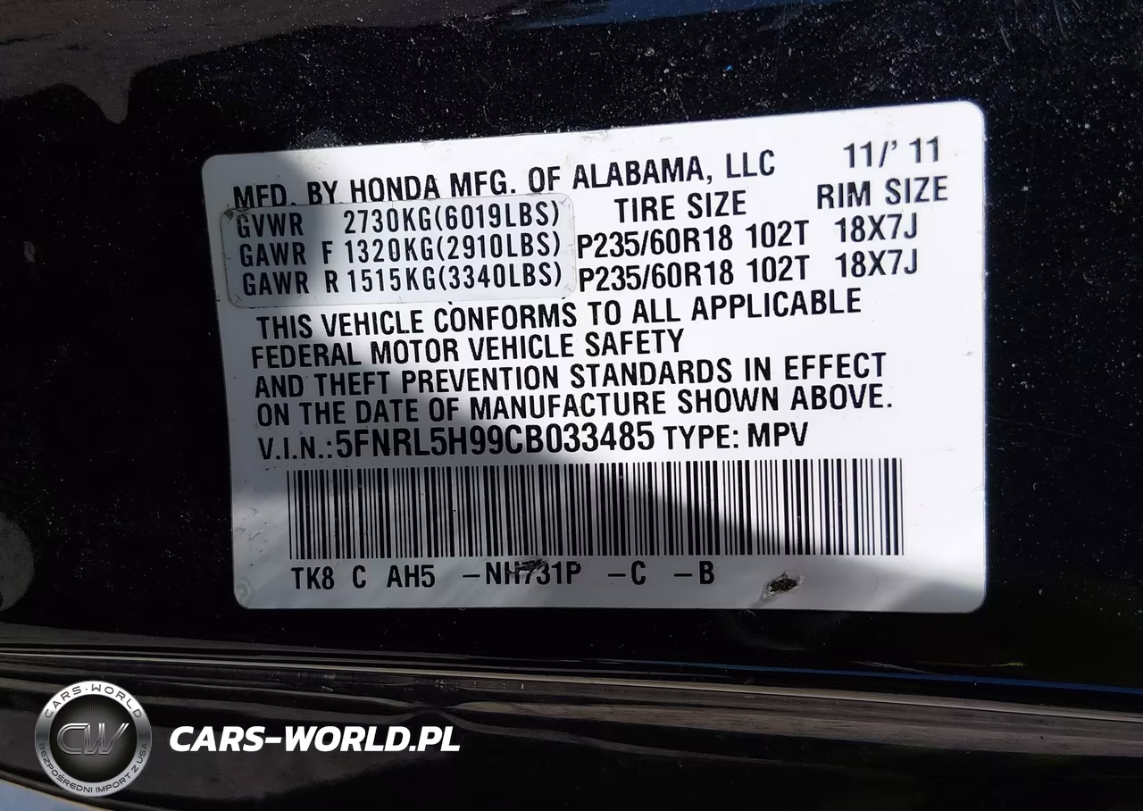 2012 Honda Odyssey Touring-Touring Elite VIN:5FNRL5H99CB033485 - 9