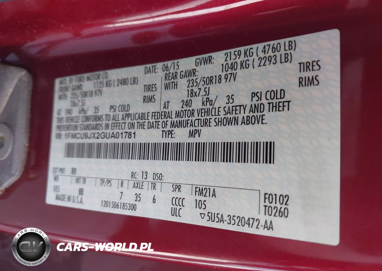 2016 Ford Escape Titanium VIN:1FMCU9JX2GUA01781 - 9