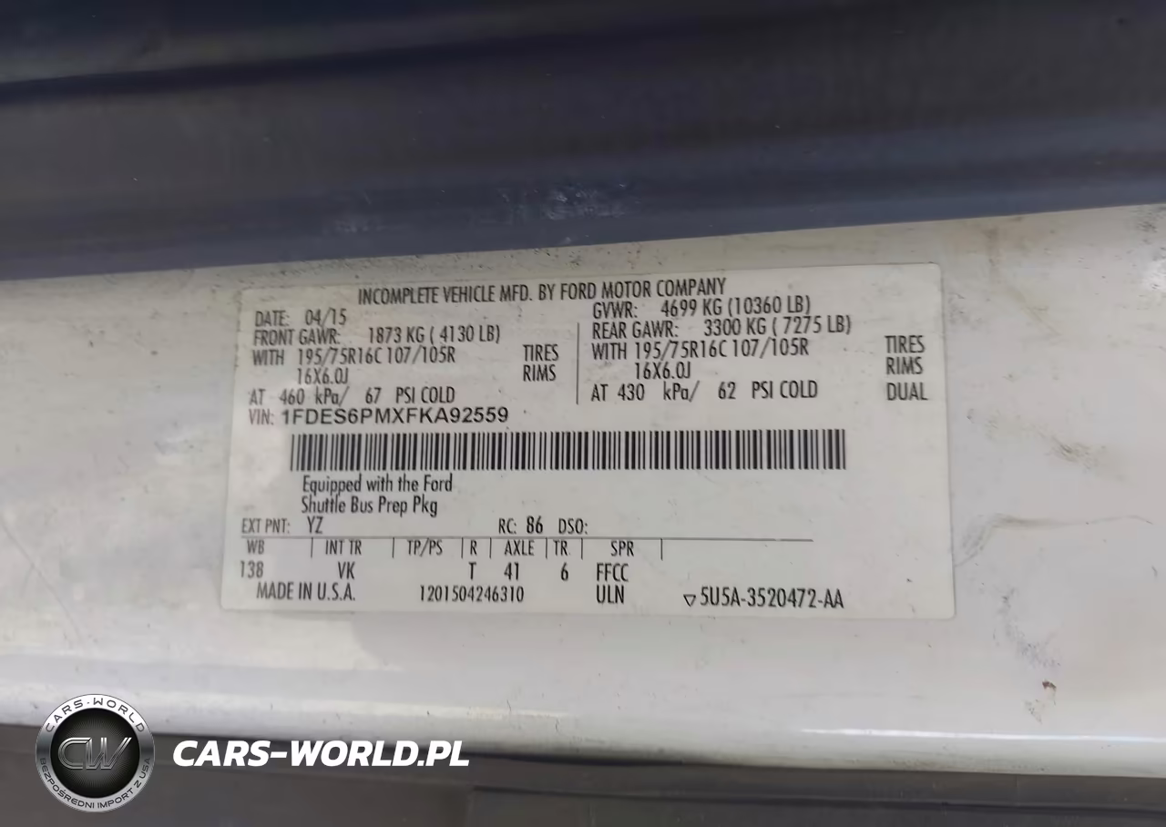 2015 Ford Transit-350 Cutaway VIN:1FDES6PMXFKA92559 - 8