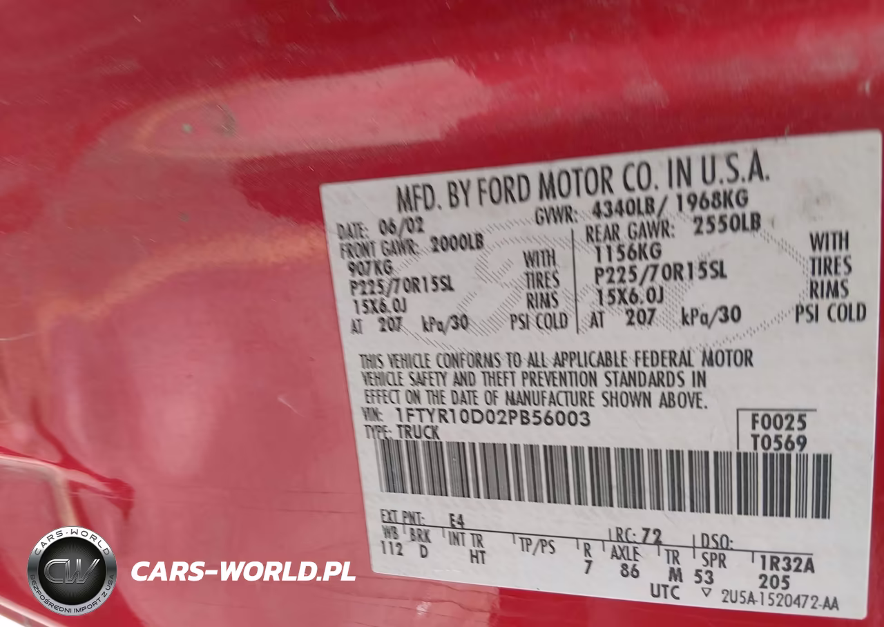 2002 Ford Ranger Xl-Xlt VIN:1FTYR10D02PB56003 - 9