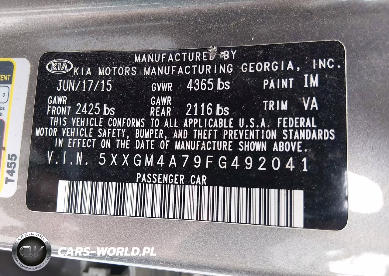 2015 Kia Optima Lx VIN:5XXGM4A79FG492041 - 9