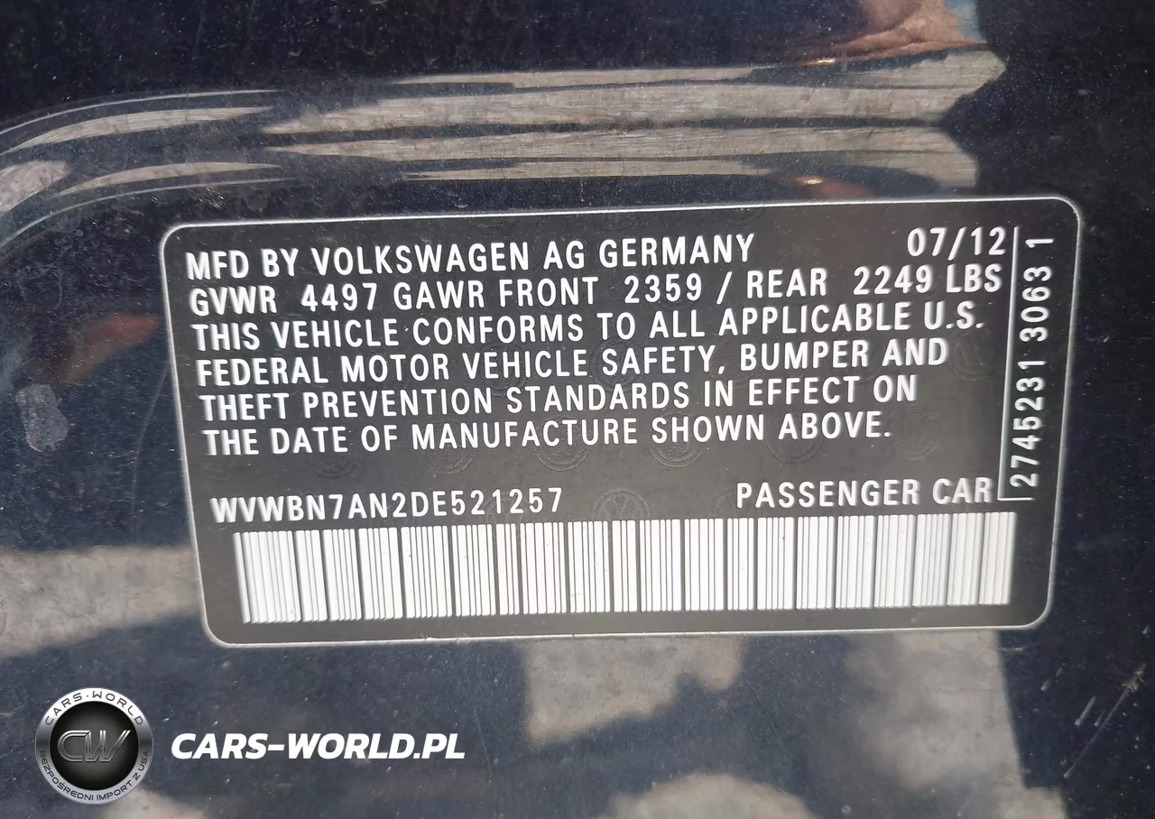 2013 Volkswagen Cc 2.0T Sport Plus VIN:WVWBN7AN2DE521257 - 9