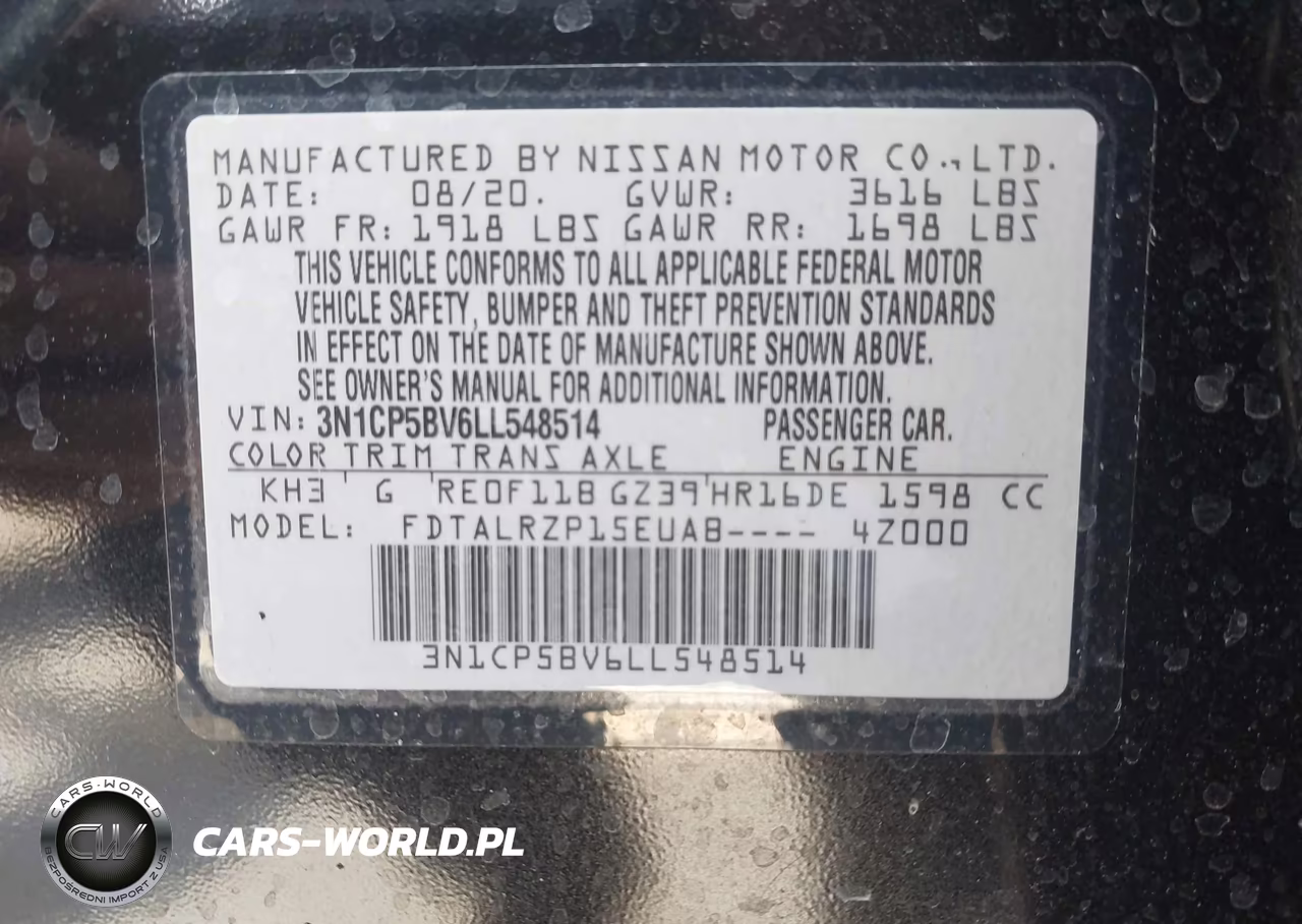 2020 Nissan Kicks S Xtronic Cvt VIN:3N1CP5BV6LL548514 - 9