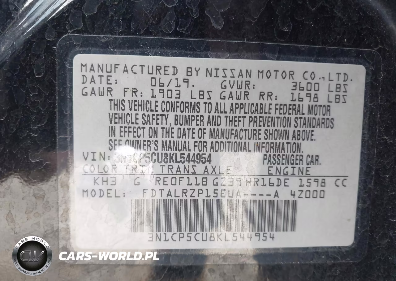 2019 Nissan Kicks S VIN:3N1CP5CU8KL544954 - 9