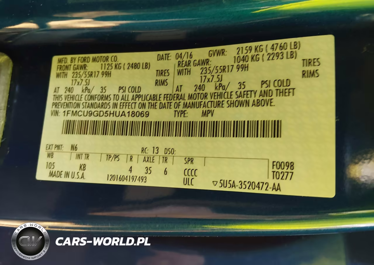 2017 Ford Escape Se VIN:1FMCU9GD5HUA18069 - 9