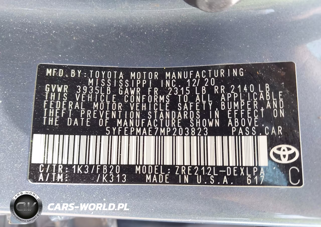 2021 Toyota Corolla Le VIN:5YFEPMAE7MP203823 - 9