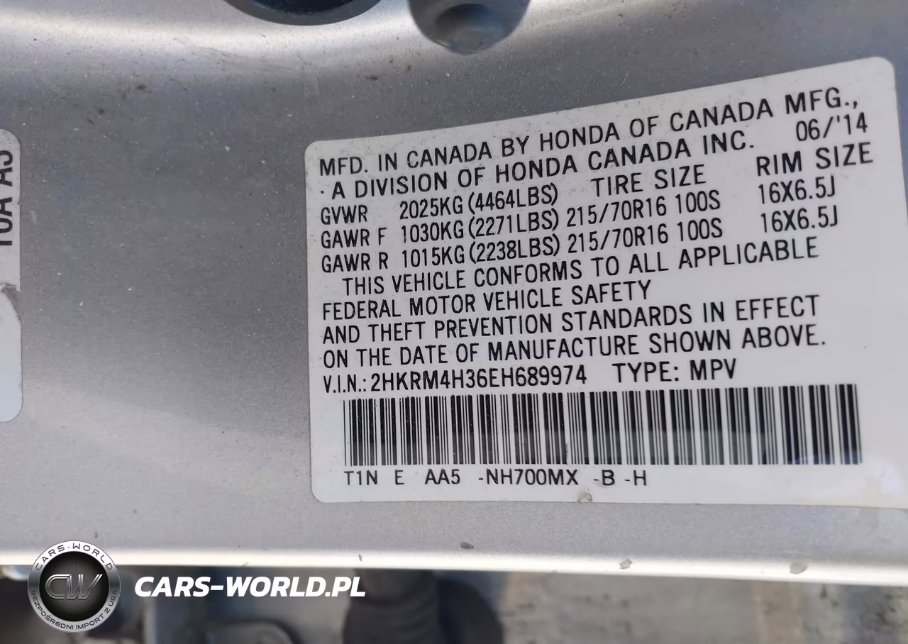 2014 Honda Cr-V Lx VIN:2HKRM4H36EH689974 - 9