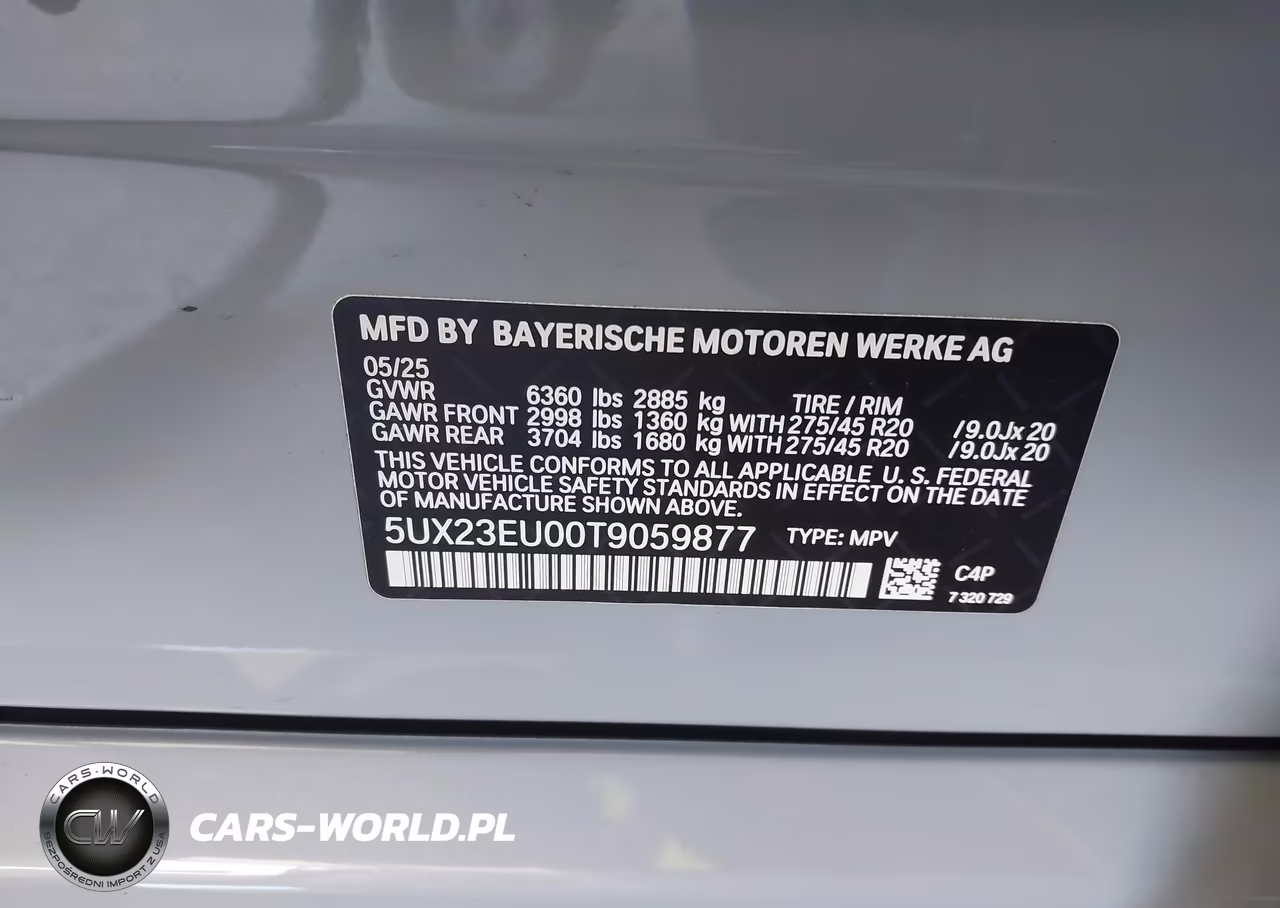 2026 BMW X5 xDrive40I VIN:5UX23EU00T9059877 - 9