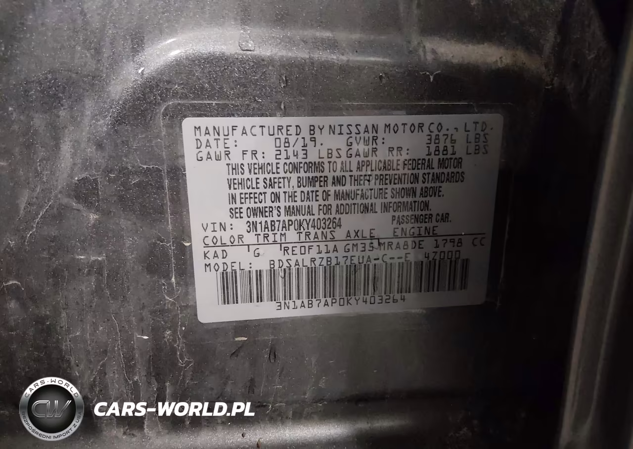 2019 Nissan Sentra Sr VIN:3N1AB7AP0KY403264 - 9