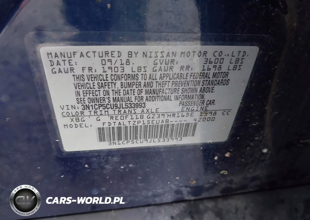 2018 Nissan Kicks Sr VIN:3N1CP5CU9JL533993 - 9