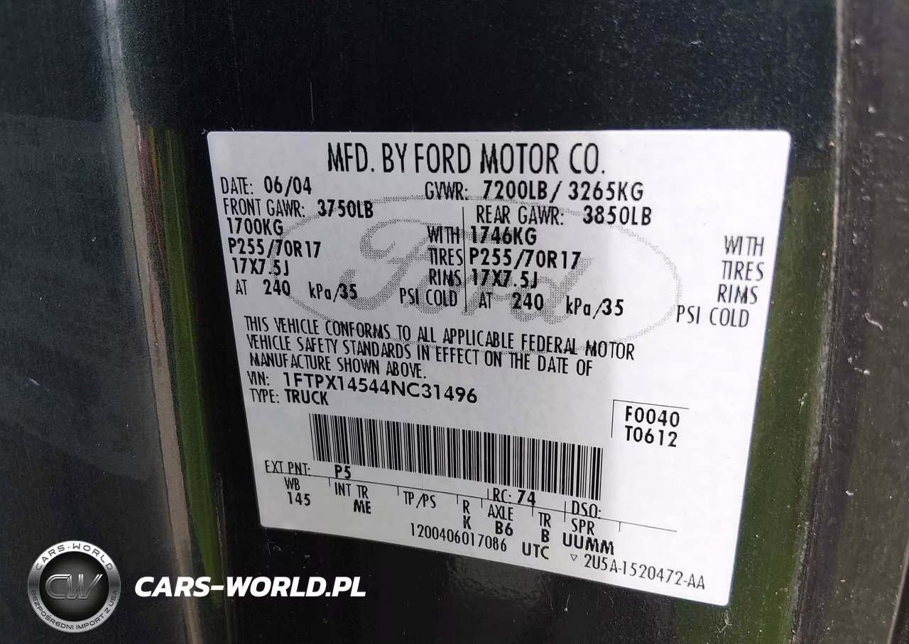 2004 Ford F-150 Fx4-Lariat-Xl-Xlt VIN:1FTPX14544NC31496 - 9