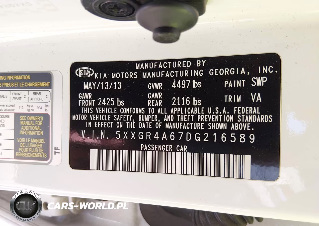 2013 Kia Optima Sx VIN:5XXGR4A67DG216589 - 9