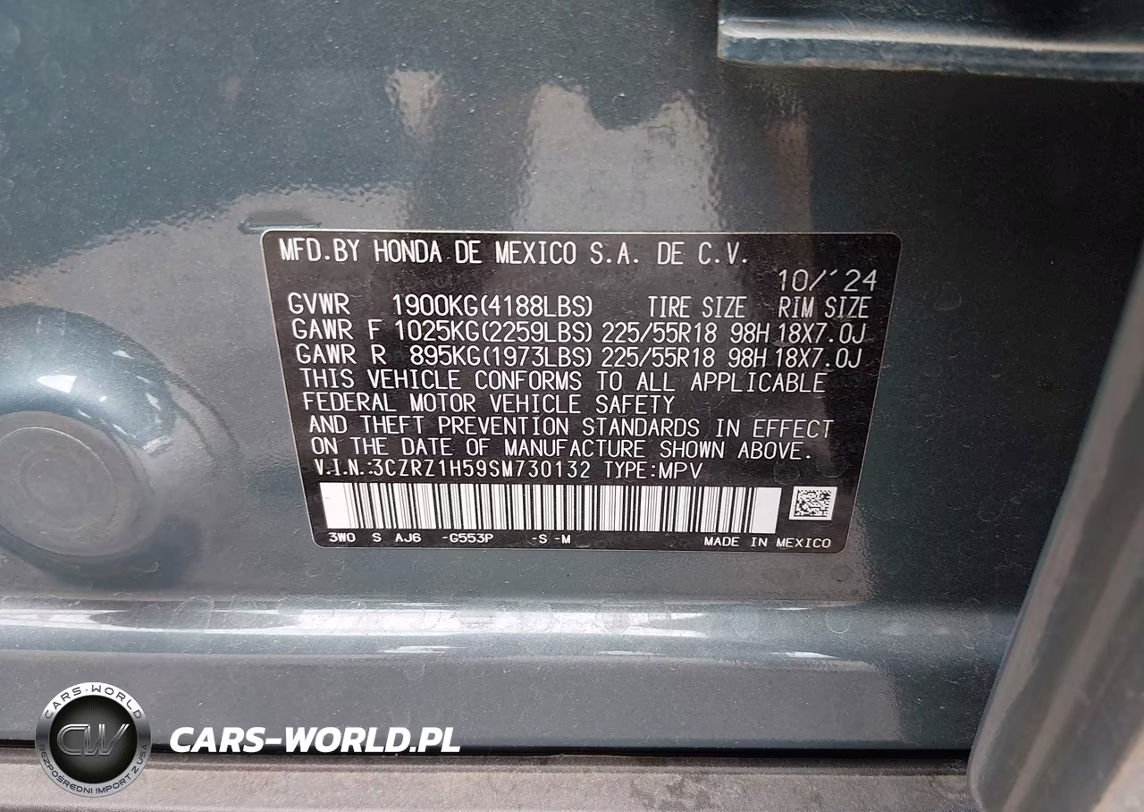 2025 Honda Hr-V 2Wd Sport VIN:3CZRZ1H59SM730132 - 9