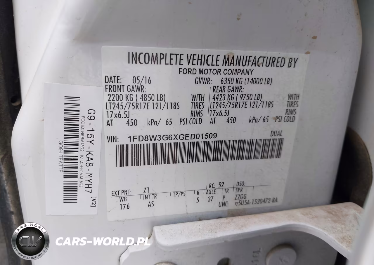 2016 Ford F-350 Chassis Xl VIN:1FD8W3G6XGED01509 - 9