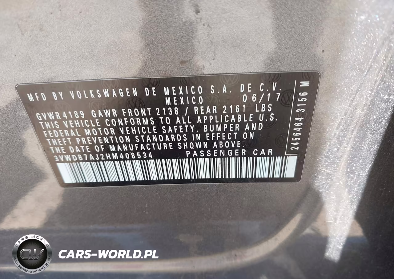 2017 Volkswagen Jetta 1.4T Se VIN:3VWDB7AJ2HM408534 - 9
