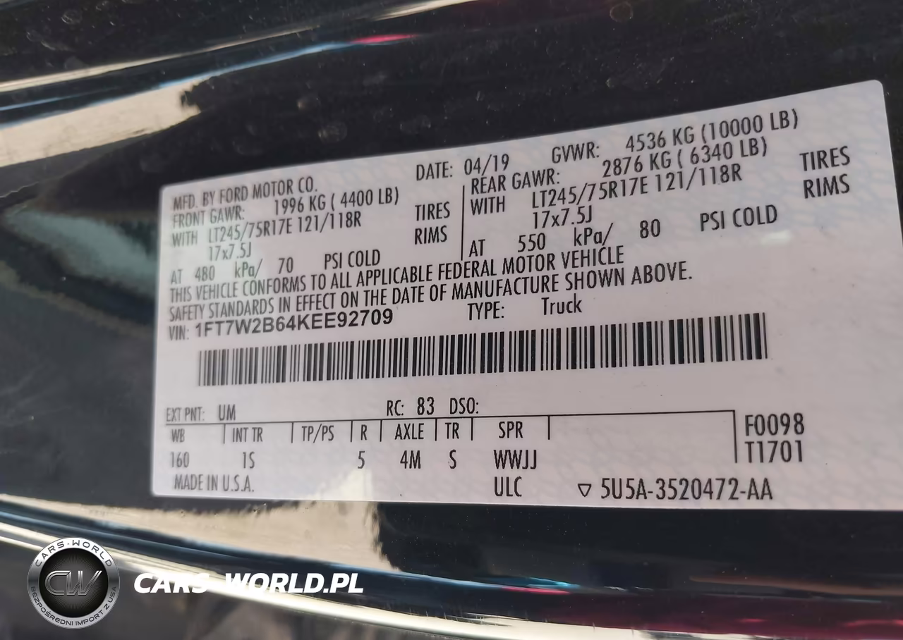 2019 Ford F-250 Xl VIN:1FT7W2B64KEE92709 - 9