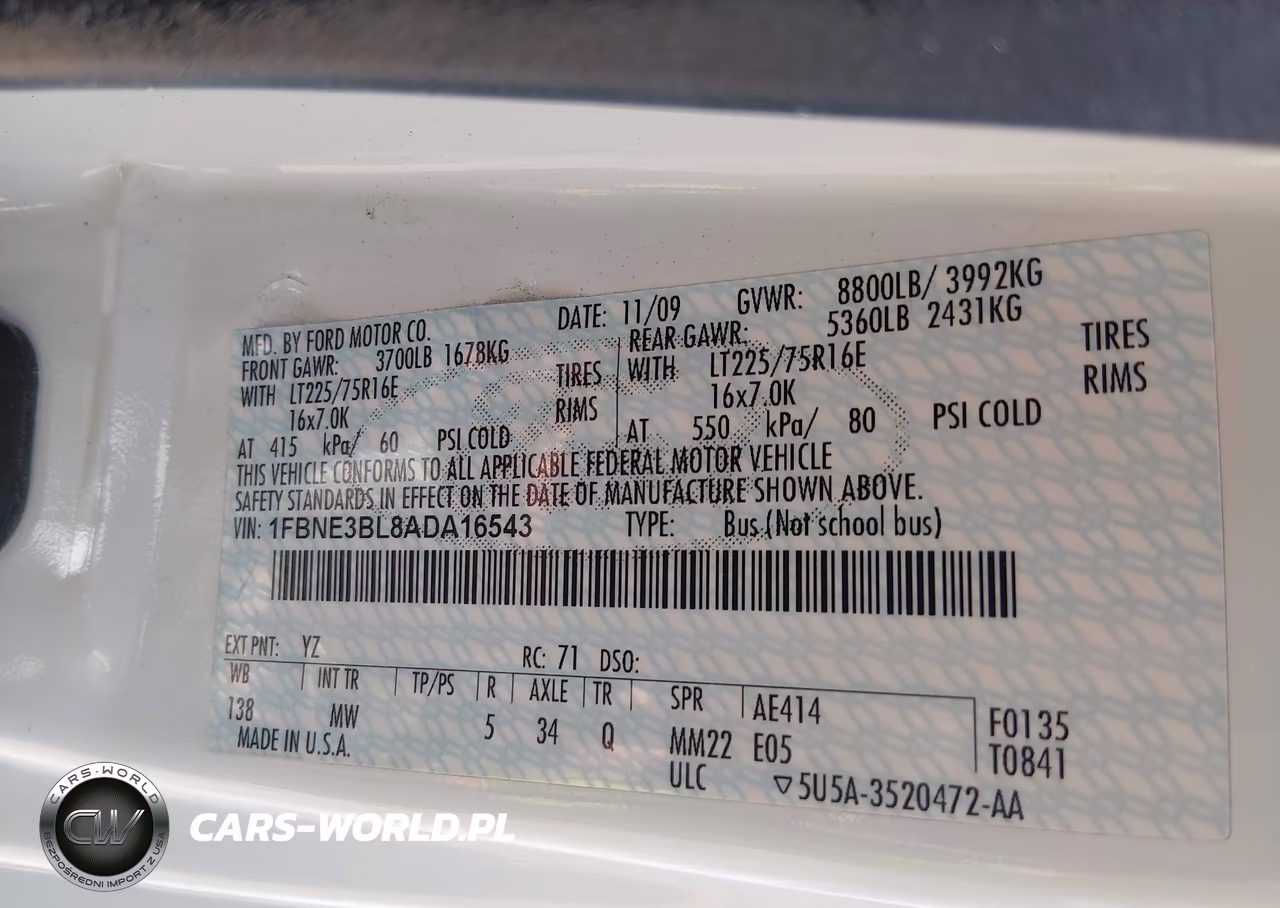 2010 Ford E-350 Super Duty Xl-Xlt VIN:1FBNE3BL8ADA16543 - 9