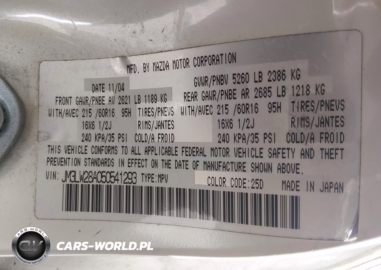 2005 Mazda Mpv Lx VIN:JM3LW28A050541293 - 9