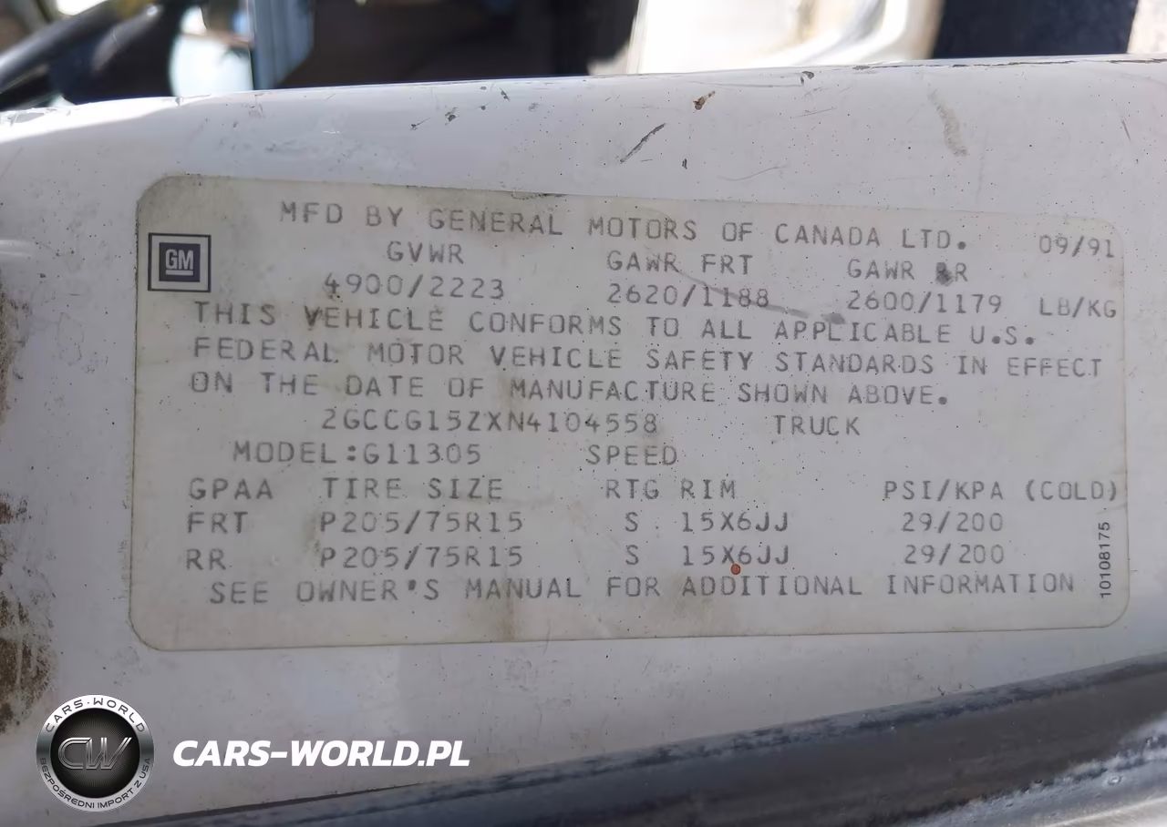 1992 Chevrolet G10 VIN:2GCCG15ZXN4104558 - 9
