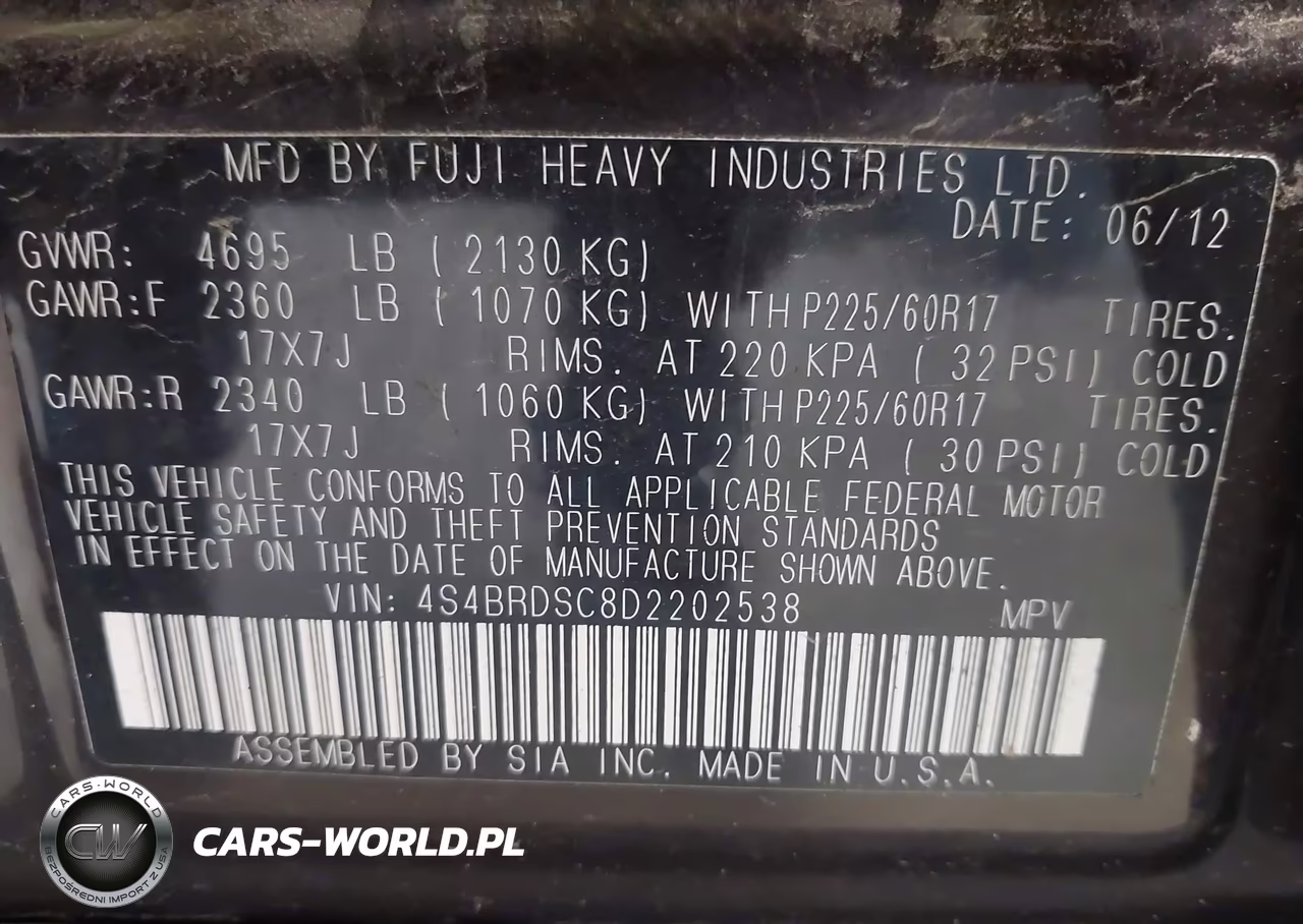 2013 Subaru Outback 3.6R Limited VIN:4S4BRDSC8D2202538 - 9