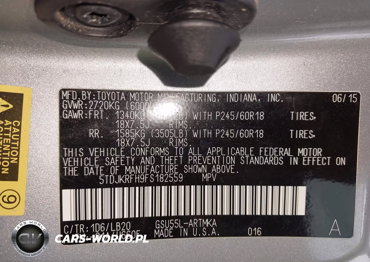 2015 Toyota Highlander Xle V6 VIN:5TDJKRFH9FS182559 - 9