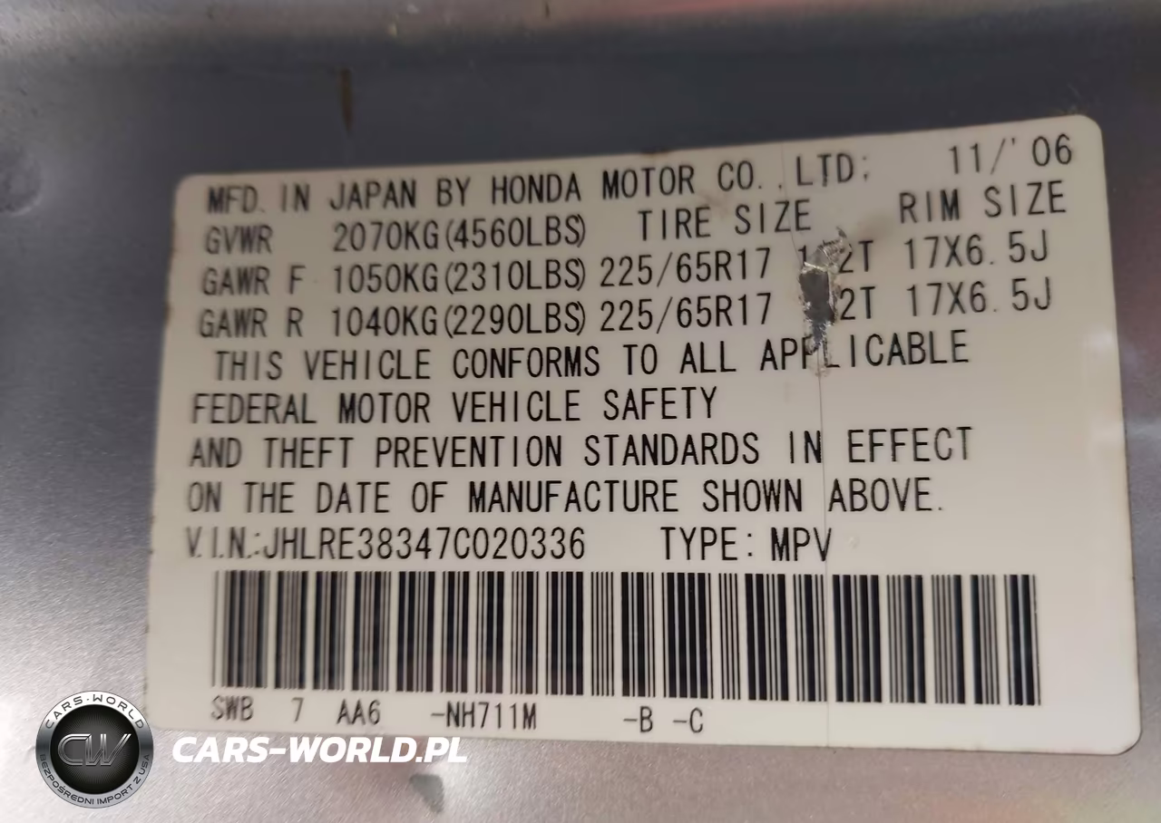 2007 Honda Cr-V Lx VIN:JHLRE38347C020336 - 9