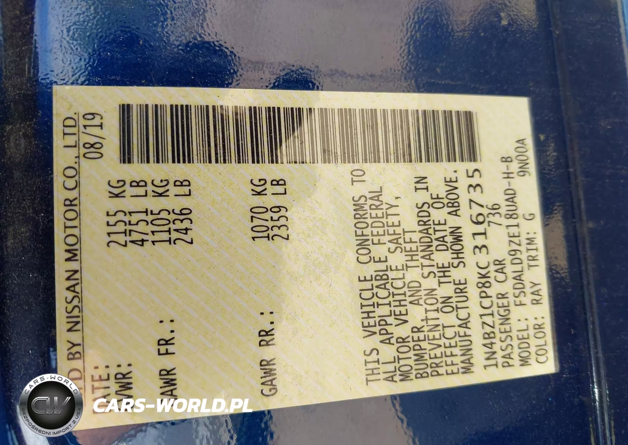 2019 Nissan Leaf Sv Plus VIN:1N4BZ1CP8KC316735 - 9