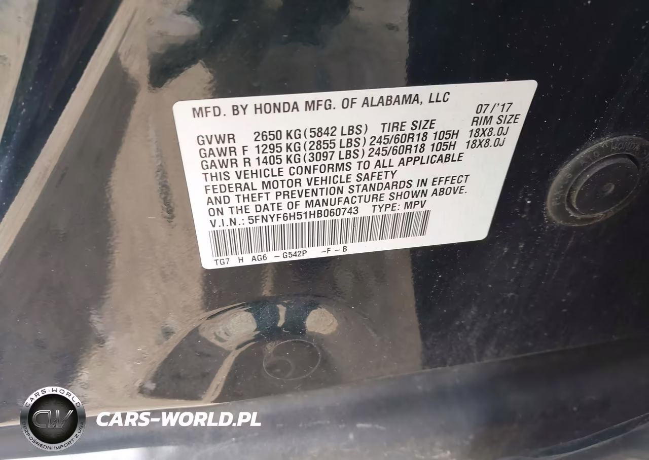 2017 Honda Pilot Exl VIN:5FNYF6H51HB060743 - 9