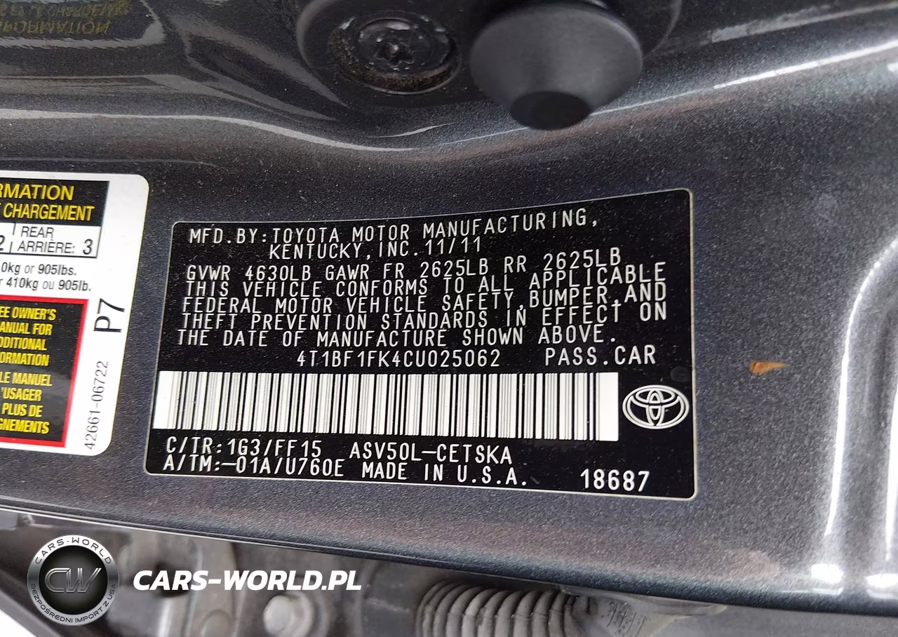2012 Toyota Camry Se VIN:4T1BF1FK4CU025062 - 9