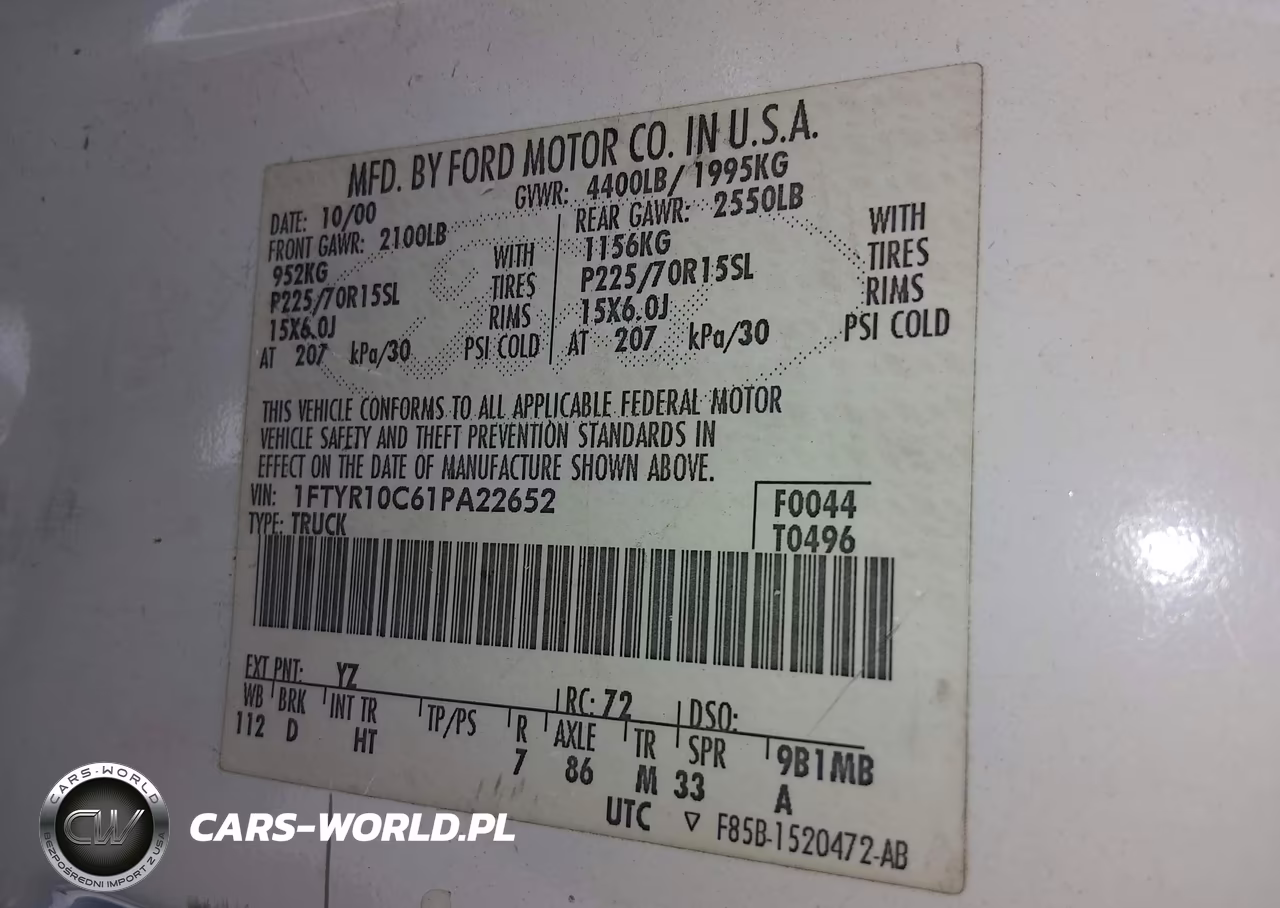 2001 Ford Ranger Xl-Xlt VIN:1FTYR10C61PA22652 - 9