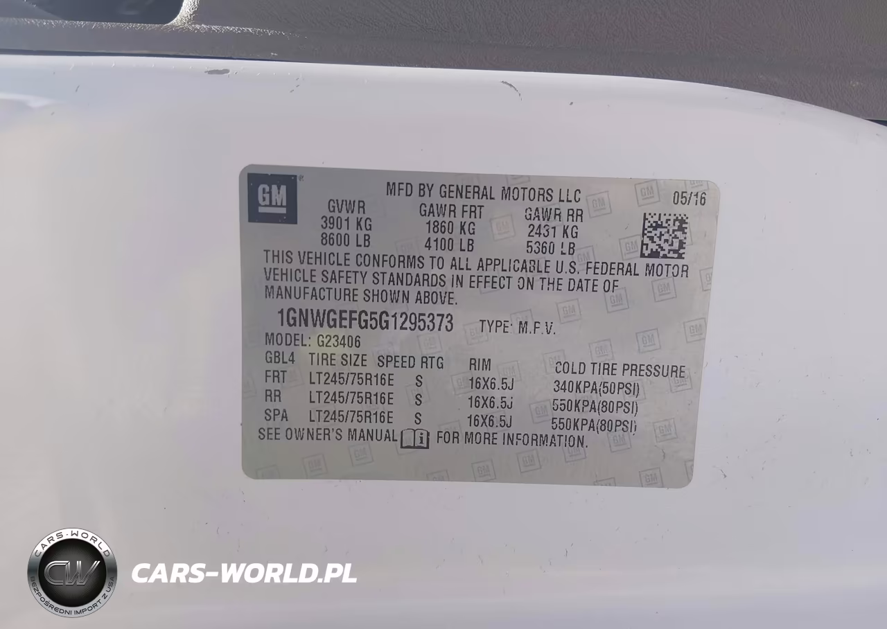 2016 Chevrolet Express 2500 Ls VIN:1GNWGEFG5G1295373 - 9