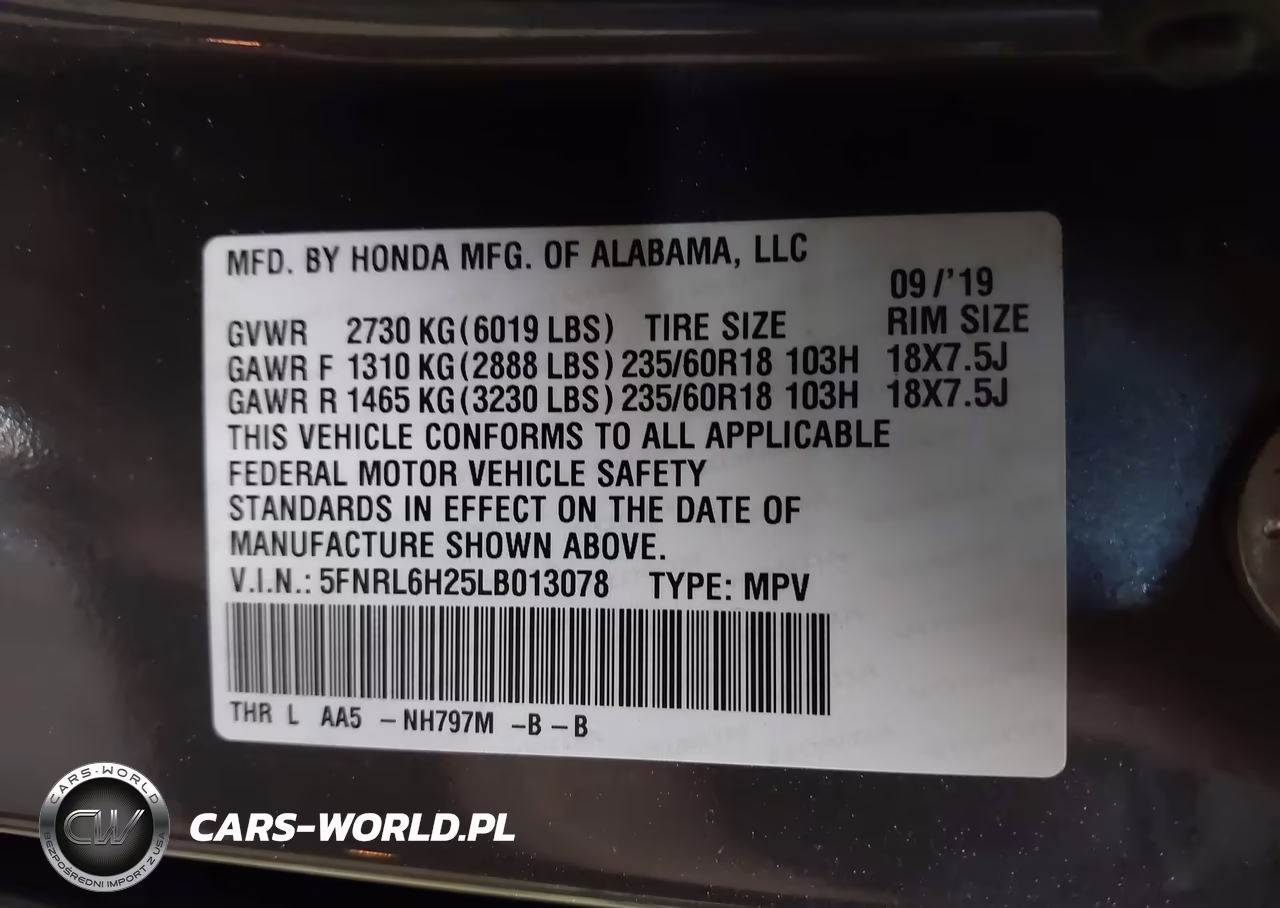 2020 Honda Odyssey Lx VIN:5FNRL6H25LB013078 - 9