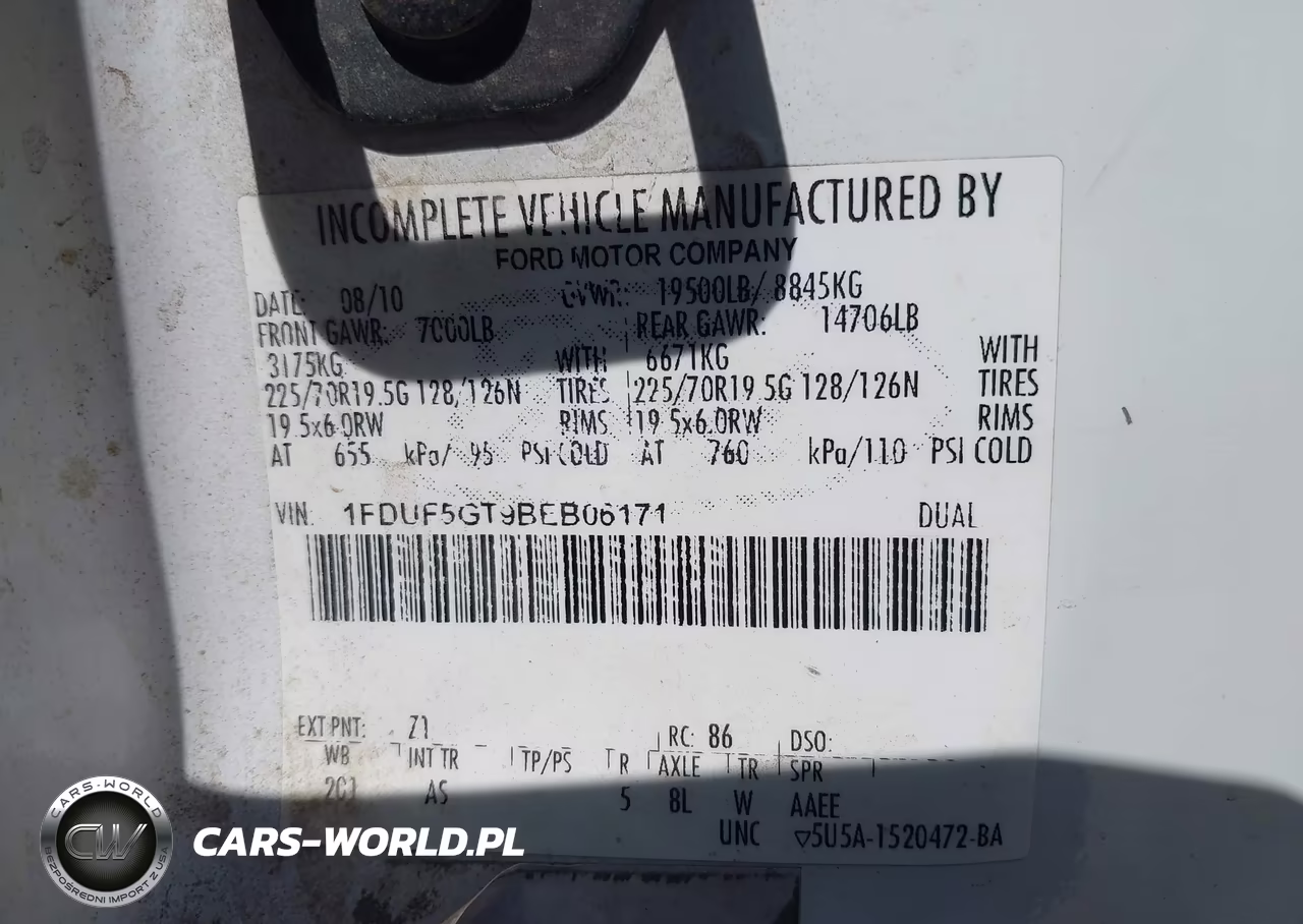 2011 Ford F-550 Chassis Xl VIN:1FDUF5GT9BEB06171 - 8