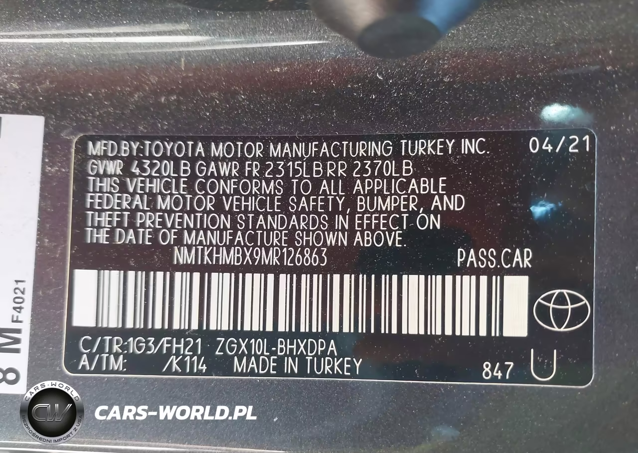 2021 Toyota C-Hr Le VIN:NMTKHMBX9MR126863 - 9
