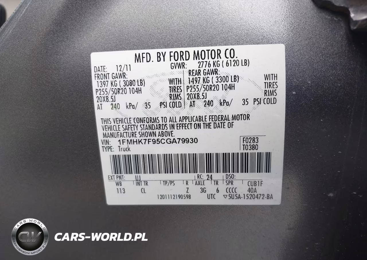 2012 Ford Explorer Limited VIN:1FMHK7F95CGA79930 - 9