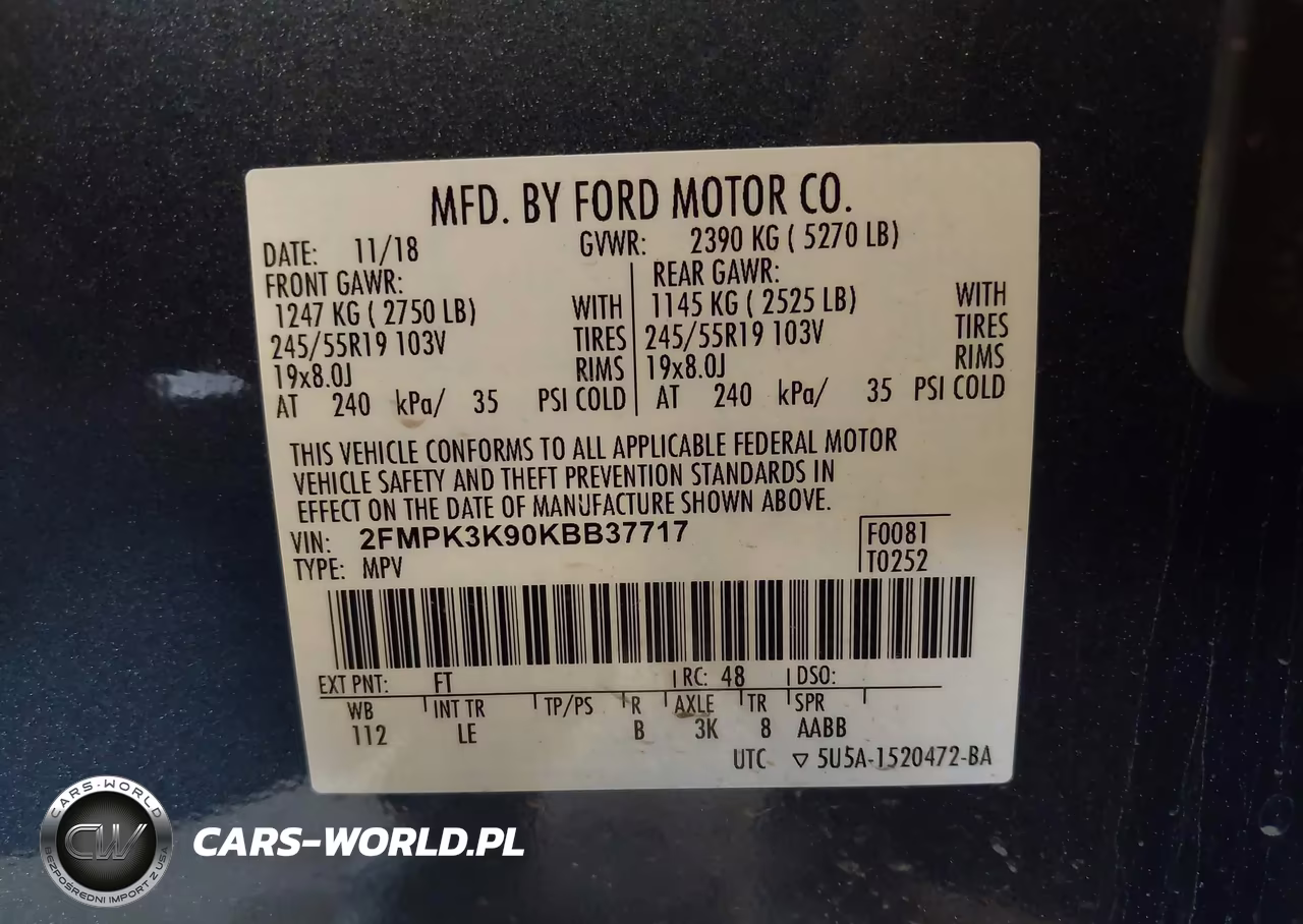 2019 Ford Edge Titanium VIN:2FMPK3K90KBB37717 - 9