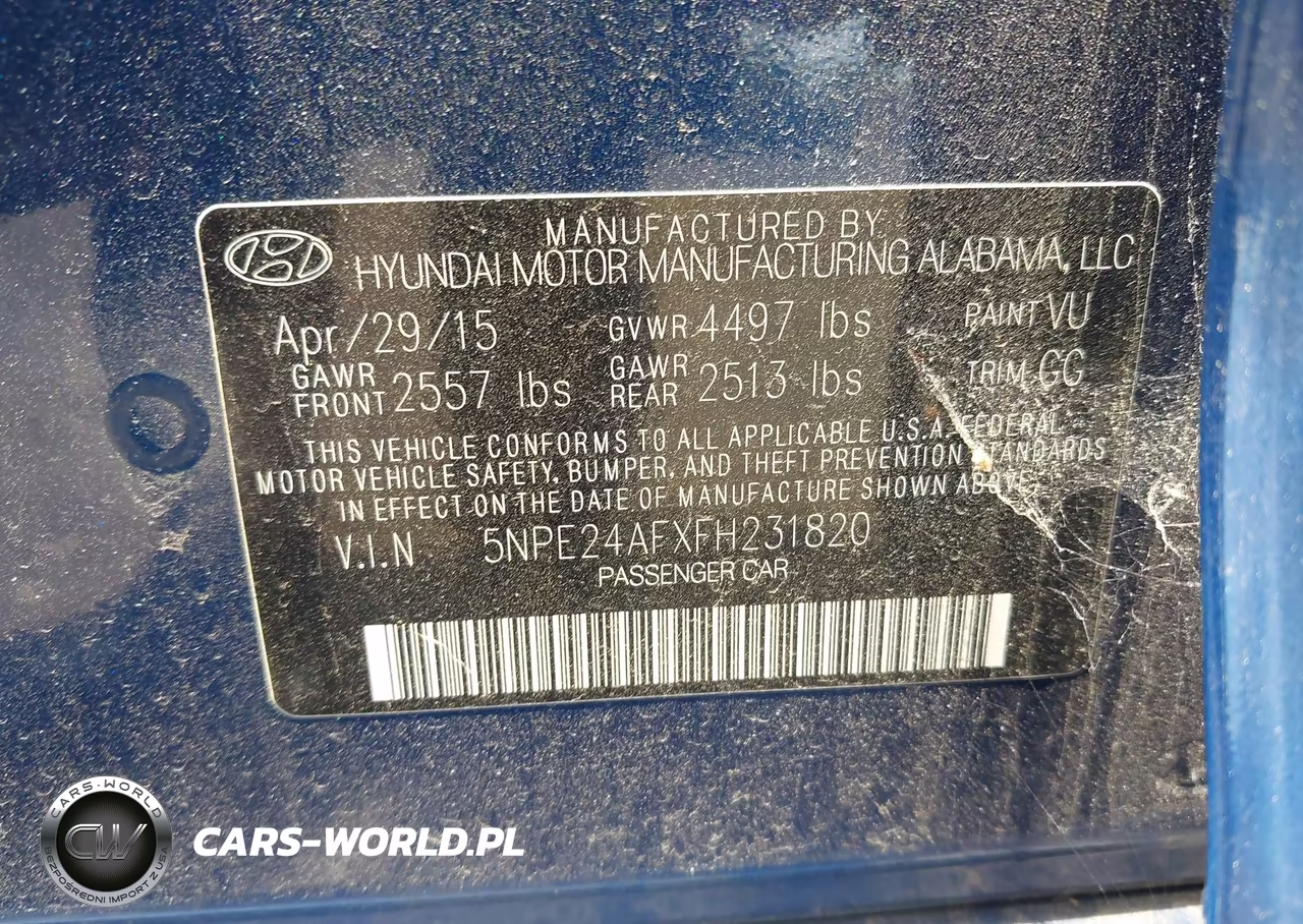 2015 Hyundai Sonata Se VIN:5NPE24AFXFH231820 - 9