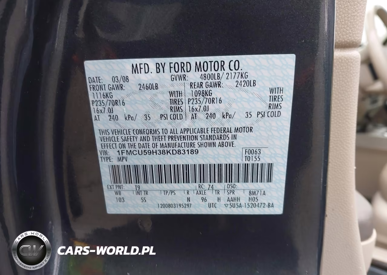 2008 Ford Escape Hybrid VIN:1FMCU59H38KD83189 - 9