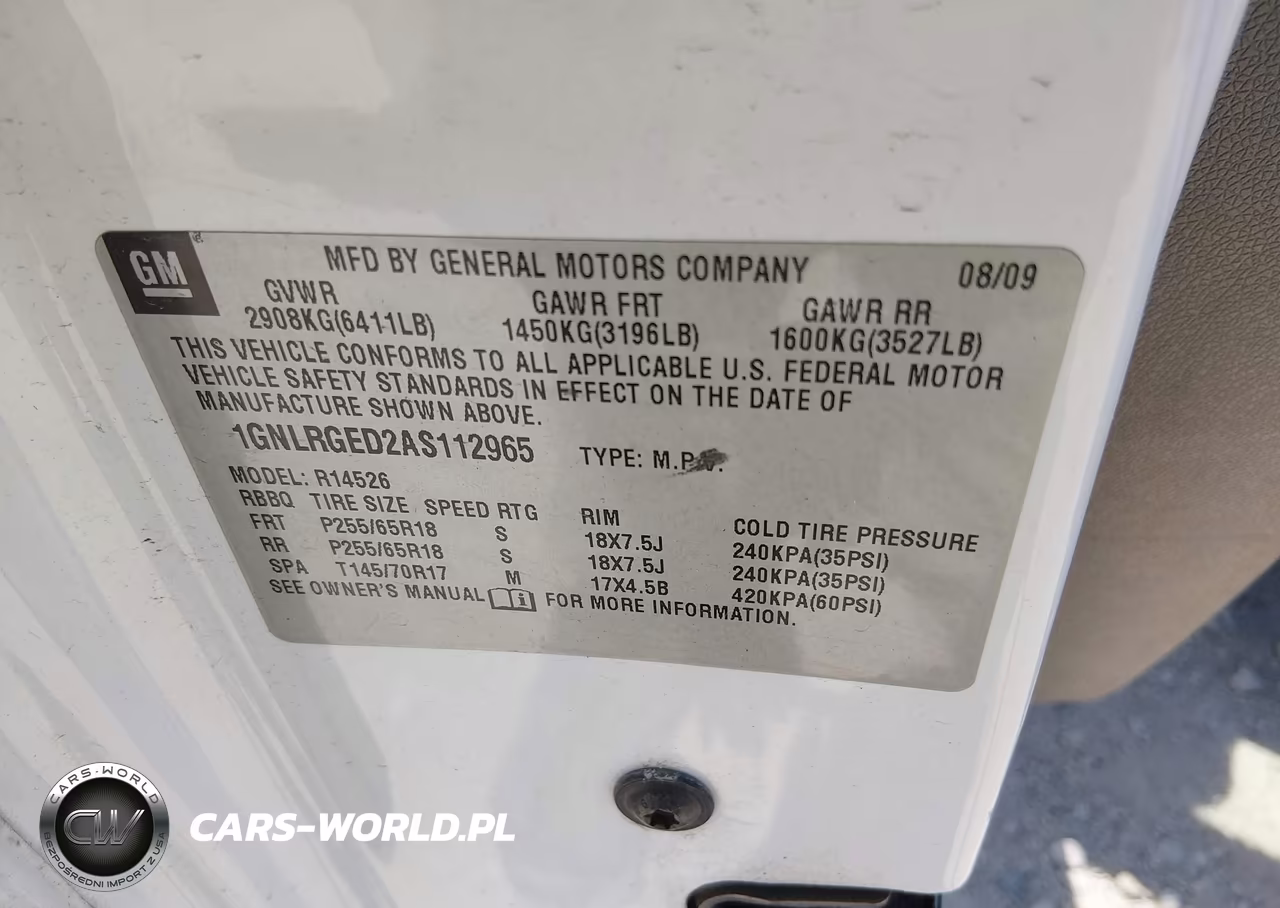 2010 Chevrolet Traverse Lt VIN:1GNLRGED2AS112965 - 9