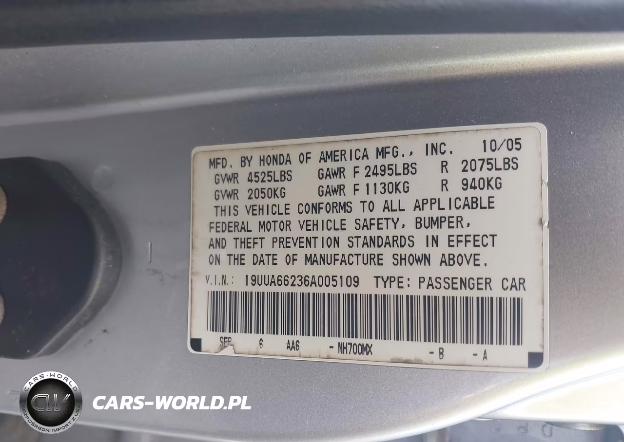2006 Acura Tl VIN:19UUA66236A005109 - 9