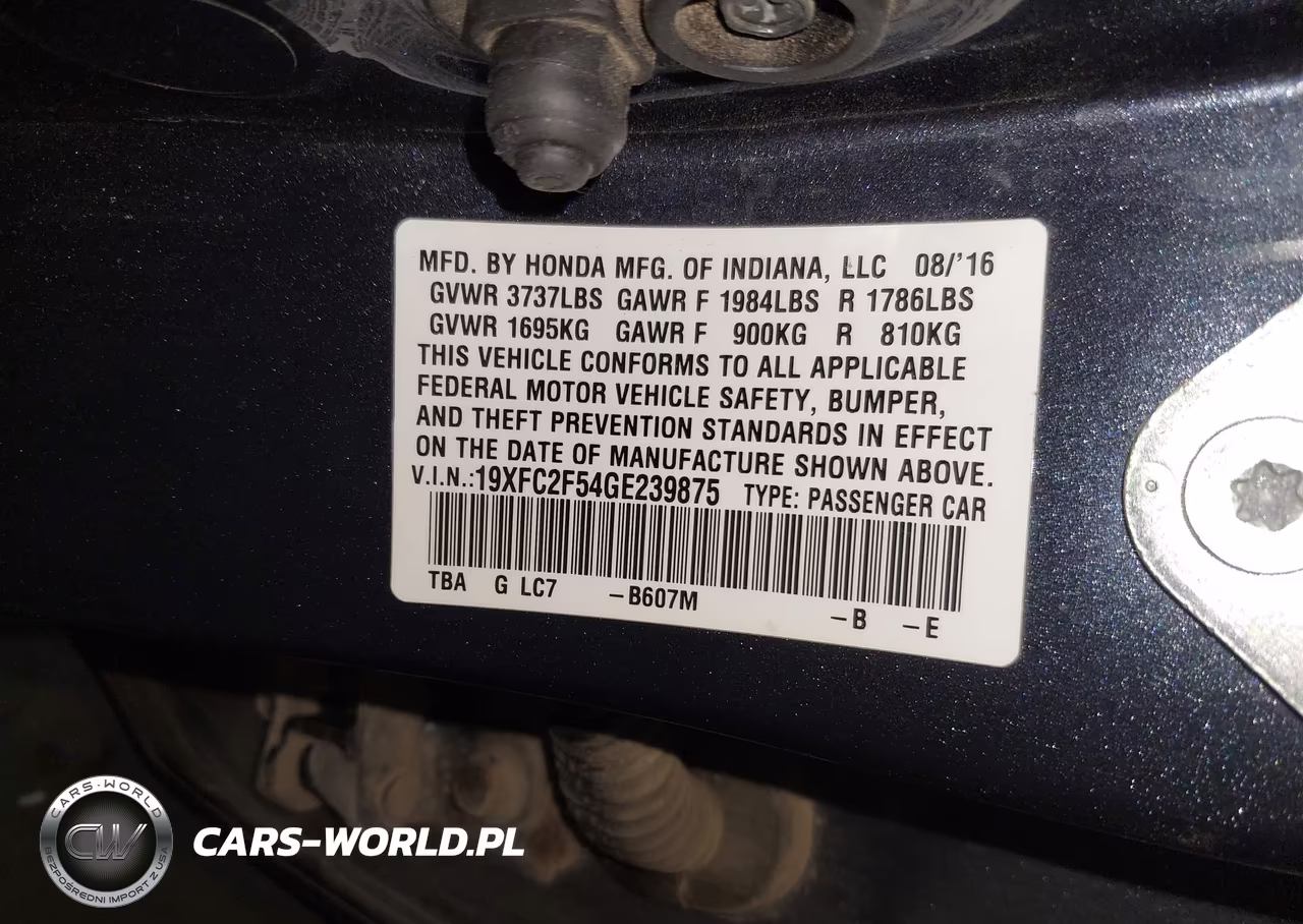 2016 Honda Civic Lx VIN:19XFC2F54GE239875 - 9