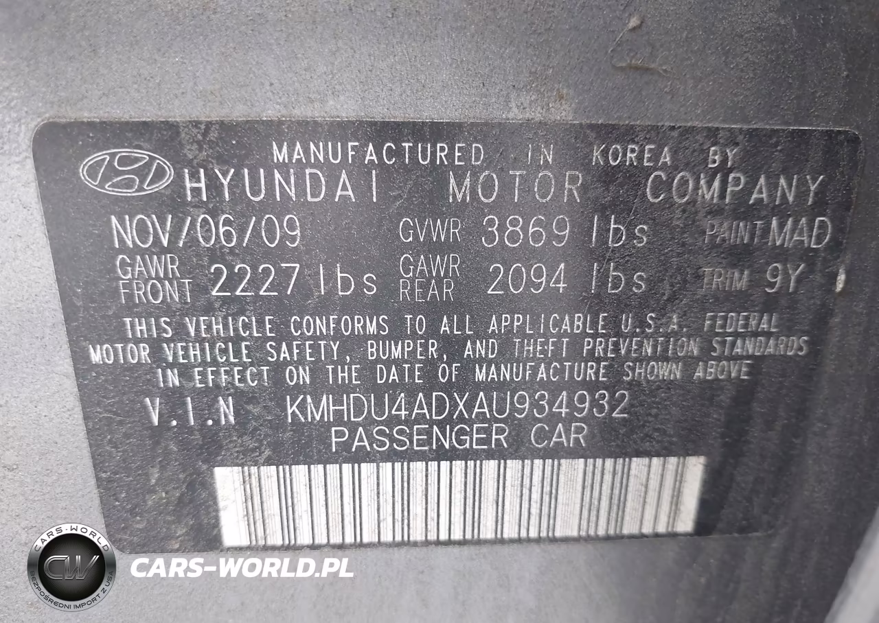 2010 Hyundai Elantra Gls VIN:KMHDU4ADXAU934932 - 9