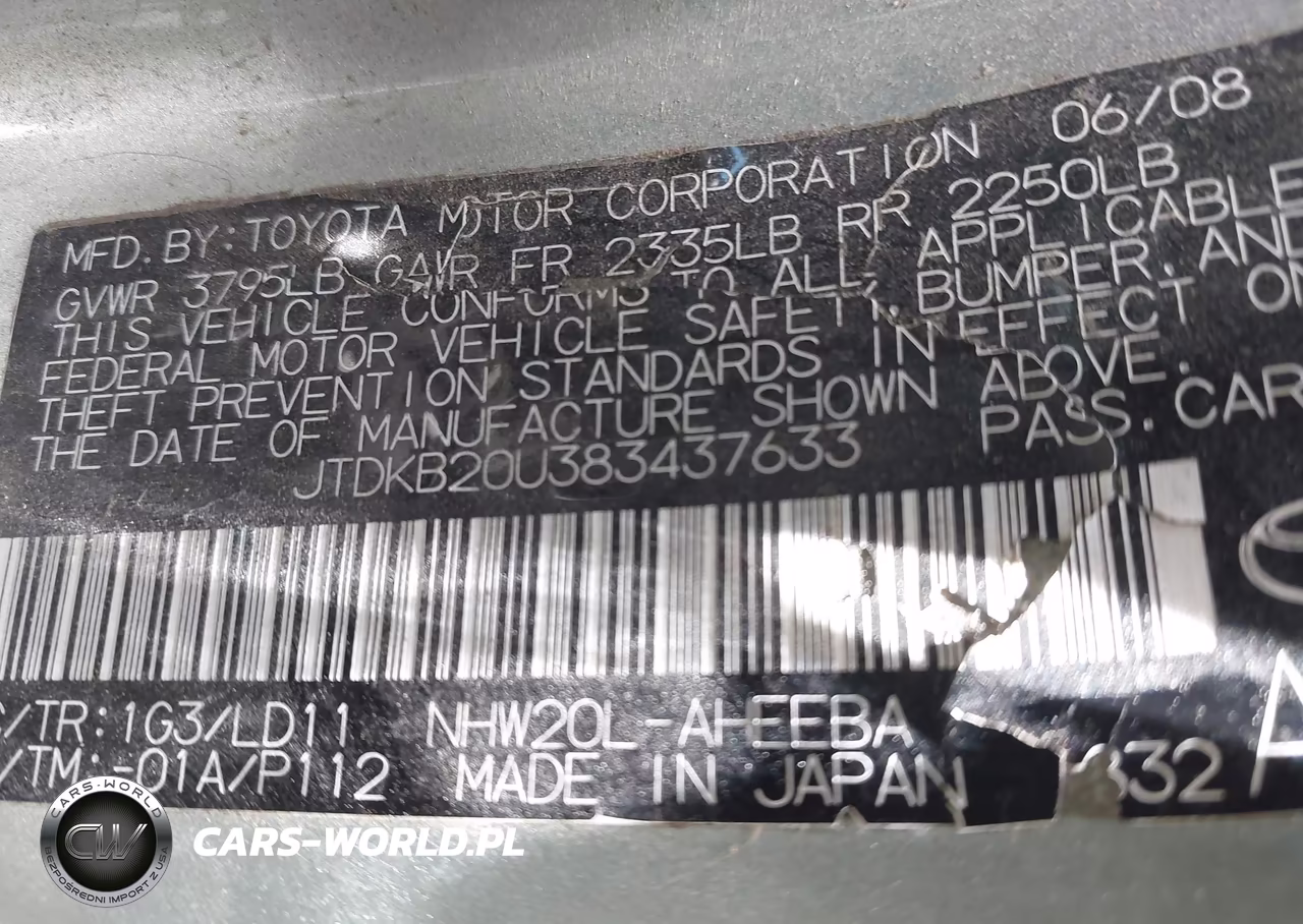 2008 Toyota Prius VIN:JTDKB20U383437633 - 9
